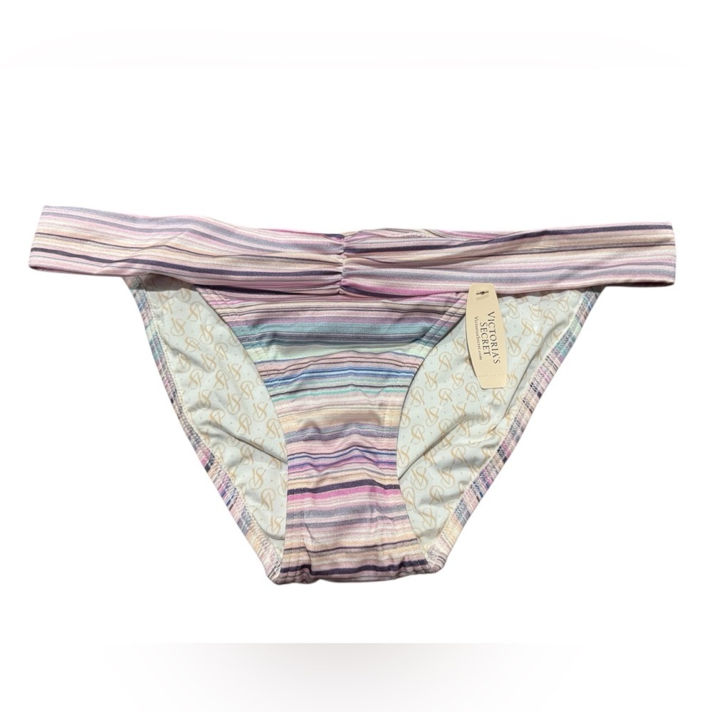 Victoria's Secret The Hottie Cheeky bikini bottom Pastel Striped Size Medium NWT